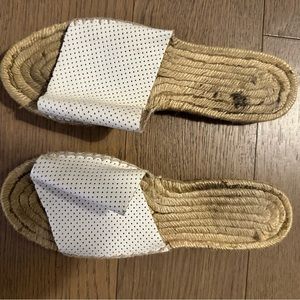 Jcrew perforated leather flat espadrilles.